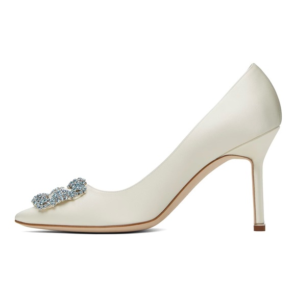MANOLO BLAHNIK OFF-WHITE HANGISI BRIDAL HEELS - Picture 4 of 4